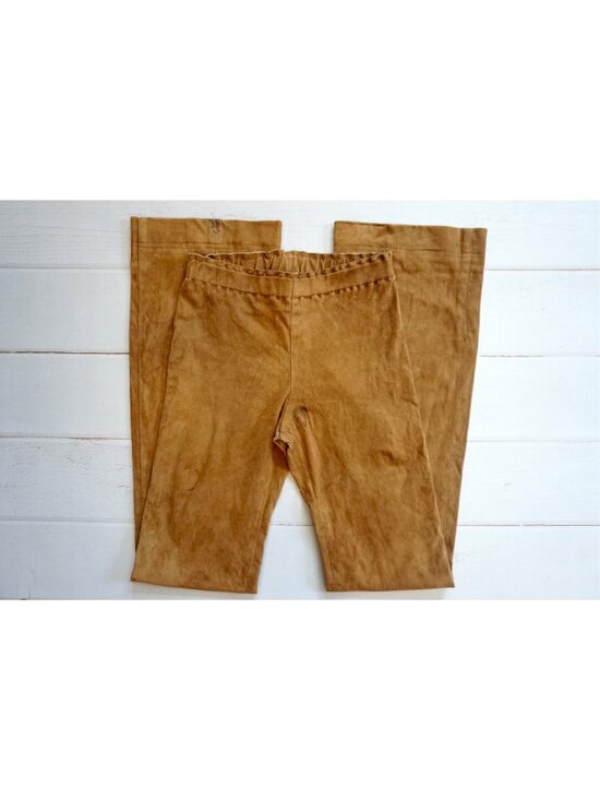 Stouls Pants - Stouls Paris Camel Lambskin Leather Pants Suede Pull-On Flare - Size XS